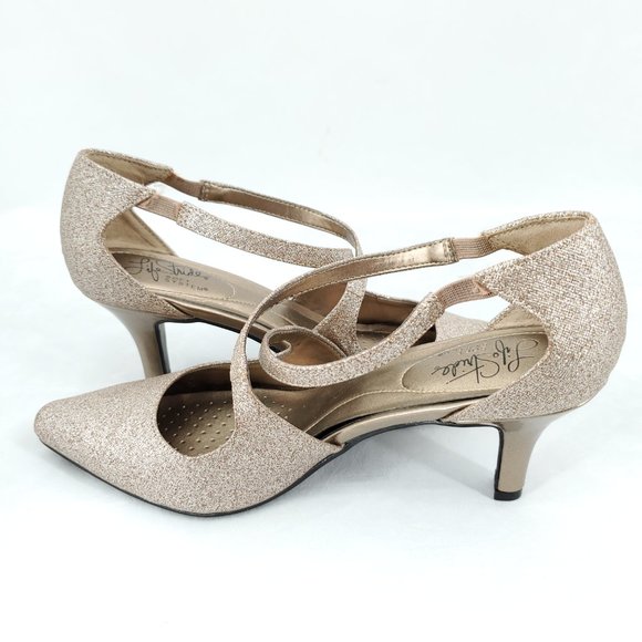 LifeStride Kalika Glittery Gold Pointed Toe Comfort Heel 7.5 Champagne Rose gold - Picture 8 of 10